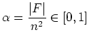 $\displaystyle \alpha = \frac{\vert F\vert}{n^2} \in [0,1]$